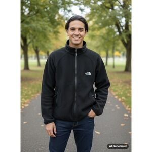The North Face Mens Black Fleece Full Zip Jacket Coat